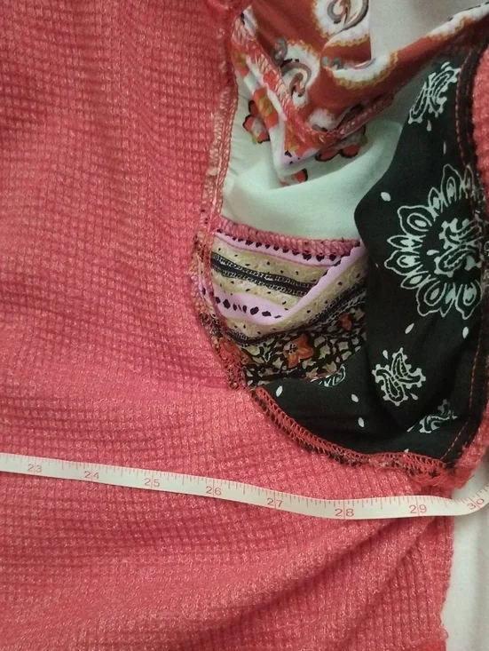 Free People We The Free Waffle Knit Boho Sleeves Blossom Top Oversized M - Picture 12 of 16